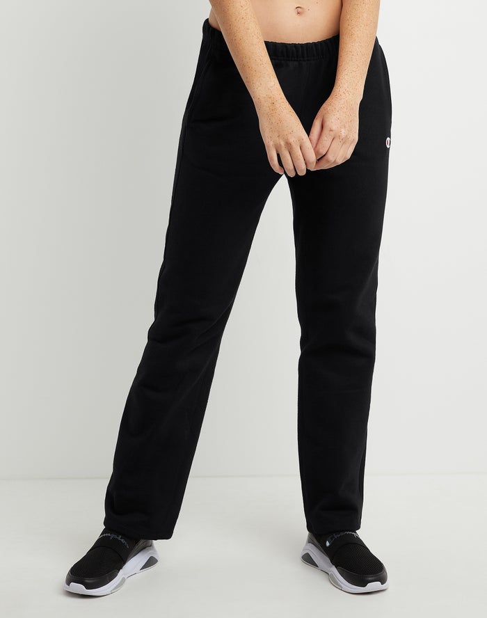 Champion Womens Sweatpants NZ - Reverse Weave Straight Leg Black ( 1367-PAKRZ )